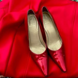 Stuart Weitzman red patent leather pump